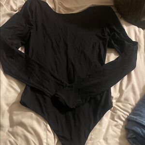 Aeropostale Black Long-Sleeve Bodysuit scoop back